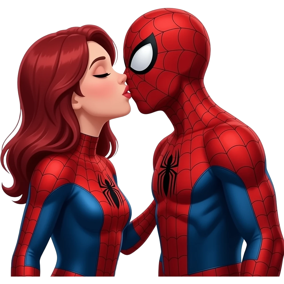 Spidergirl kiss spiderman emoji