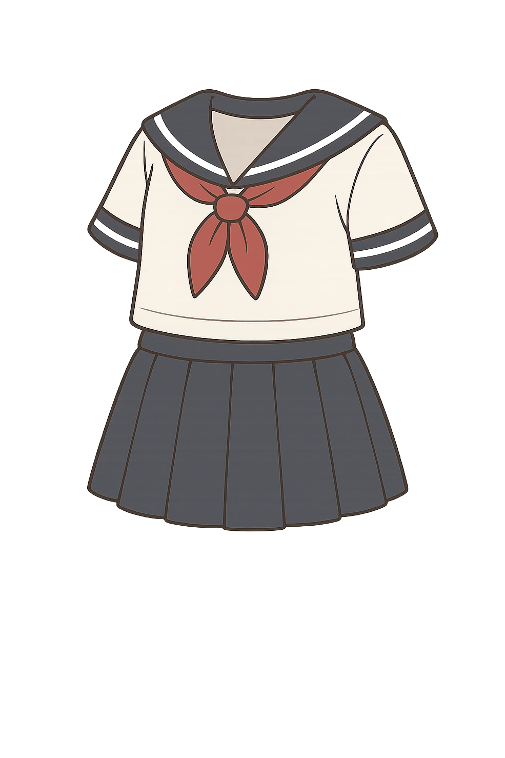 Create a chibi style outfit layer matching the pose and proportions of the referenced model. The image should contain only clothes without body, face, or background, designed as a layer to be placed on the figure. emoji