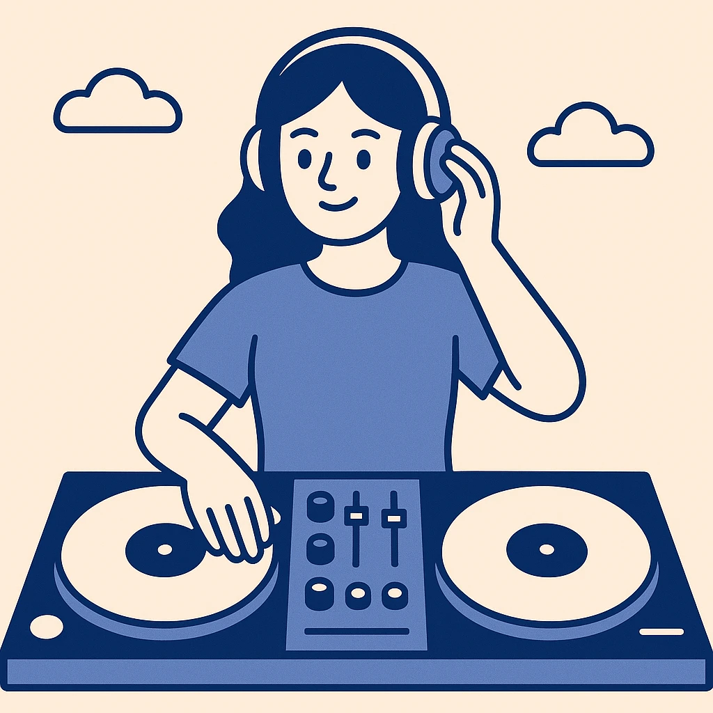 girl playing DJ set emoji