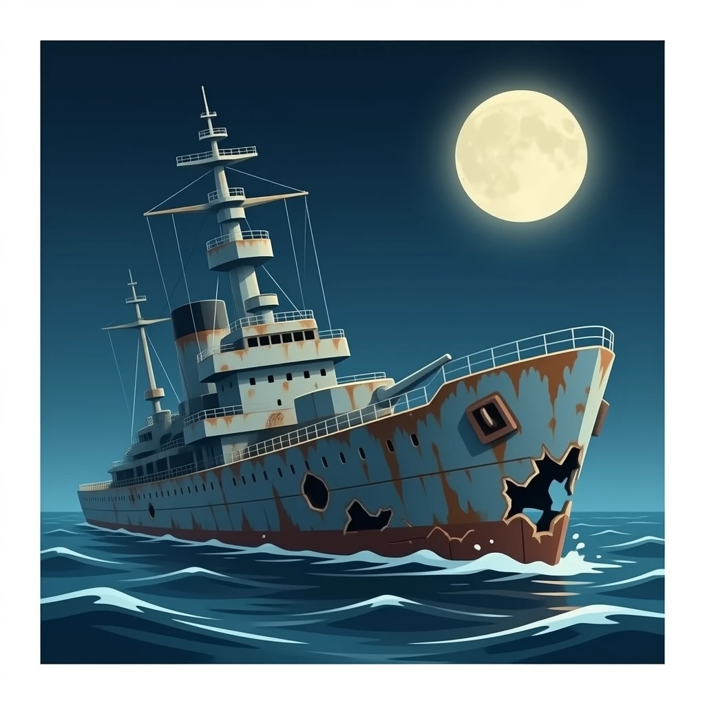 warship rusty destroyed sunk emoji