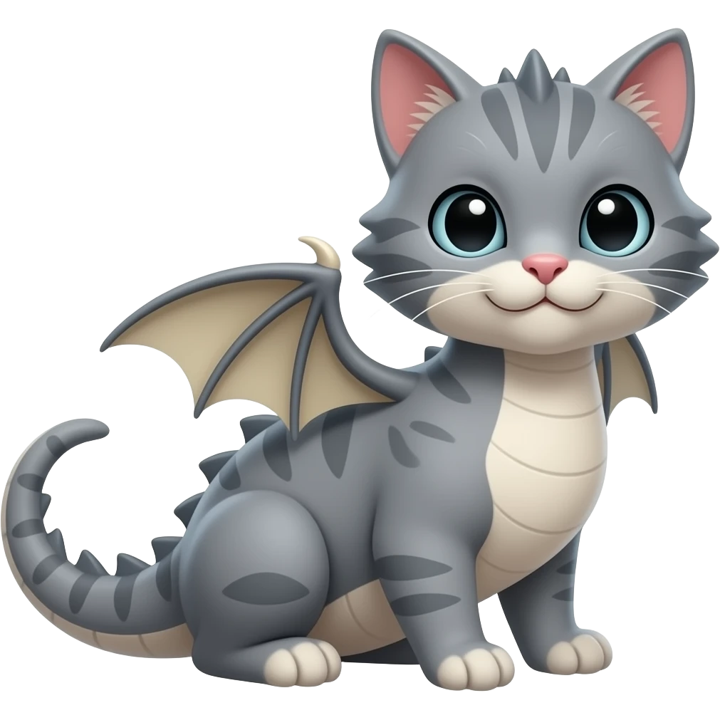 Chaton gris dragon emoji