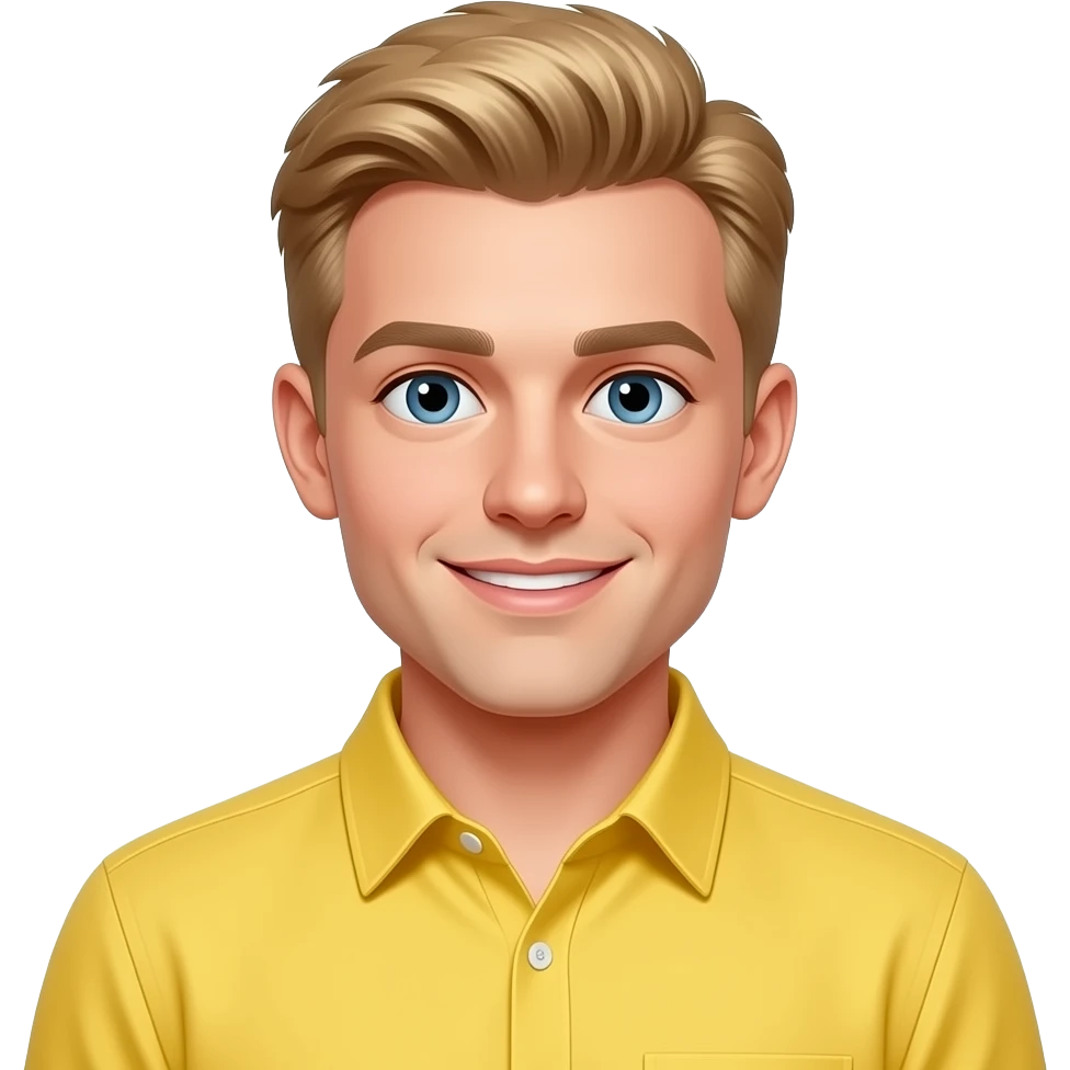 hot young white blonde british guy with yellow shirt emoji