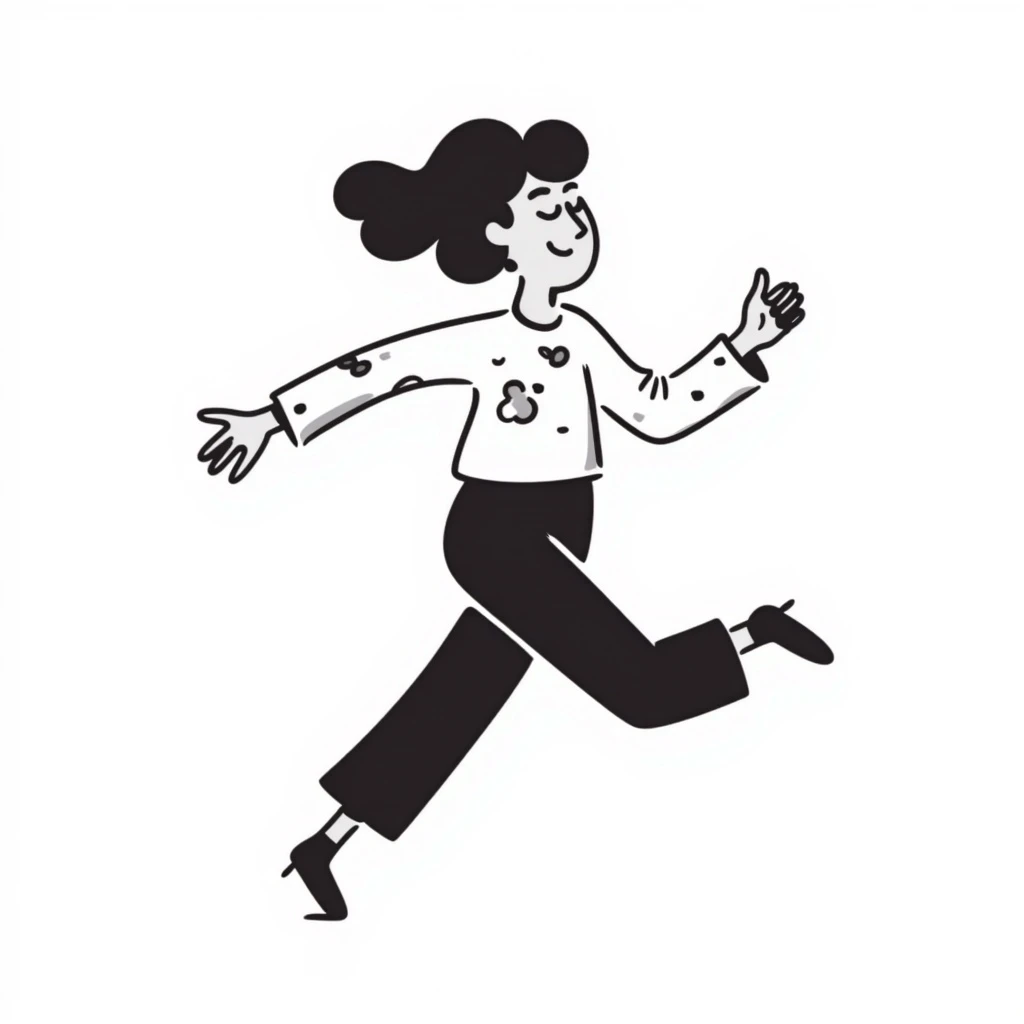 Make the stick figure a woman, running for opportunities, keep the same hand drawn doodle style. emoji