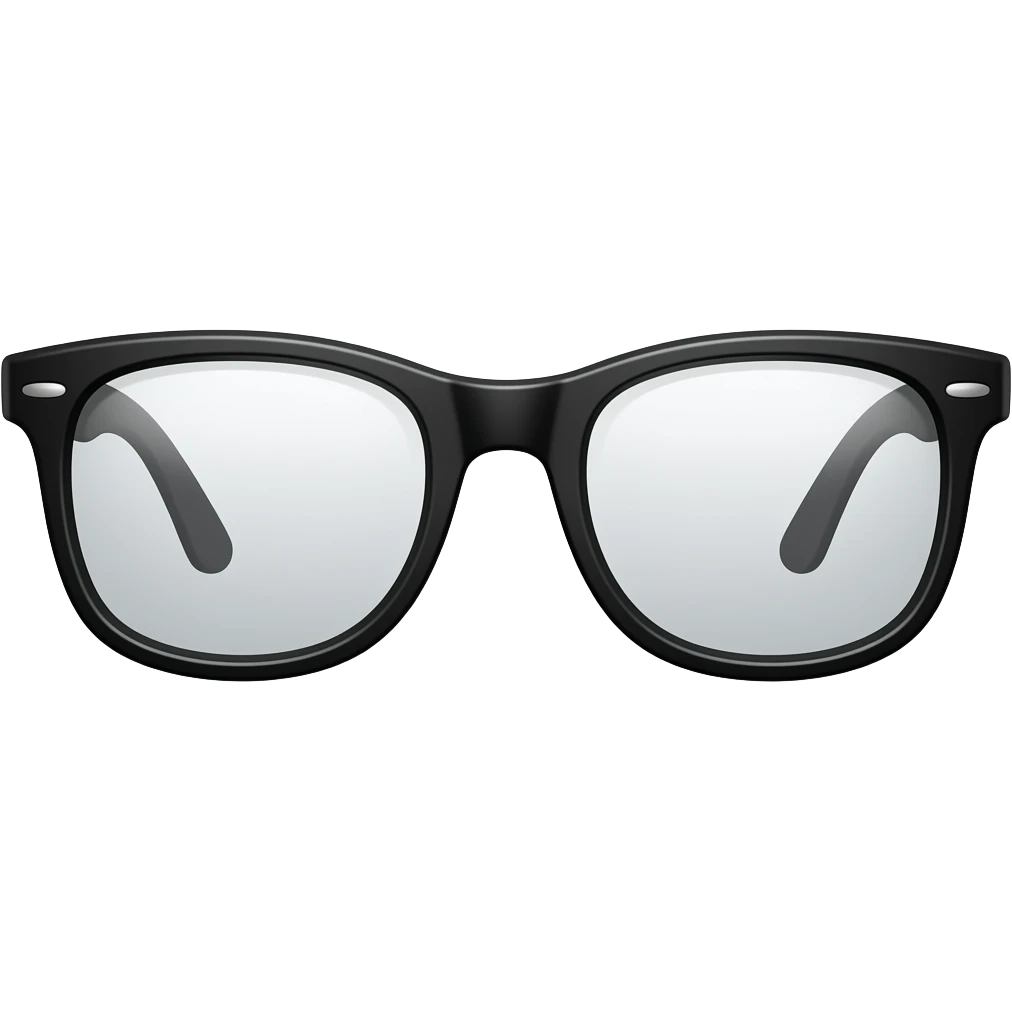 Add thick framed black framed eye glasses in a retro style emoji