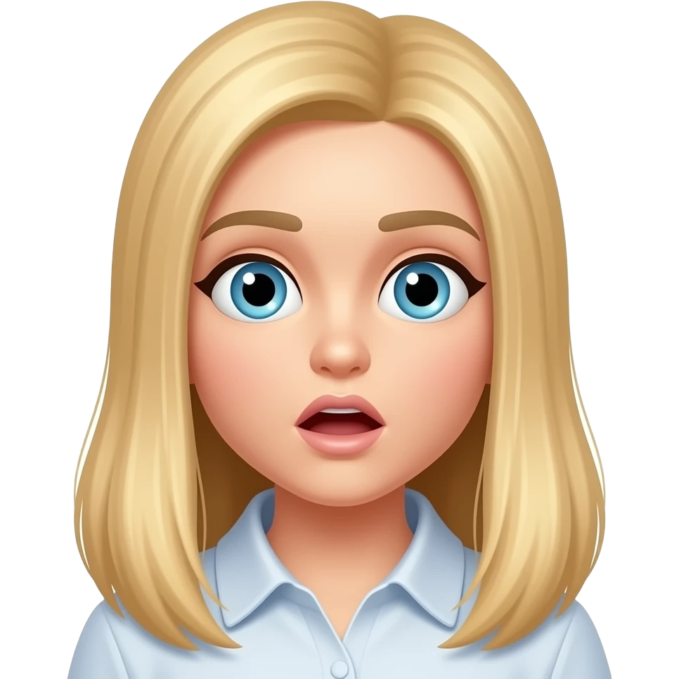 fai un set di emoji come soggetto una bella ragazza russa bionda capelli lisci lunghi e occhi chiari e molto sorpresa emoji