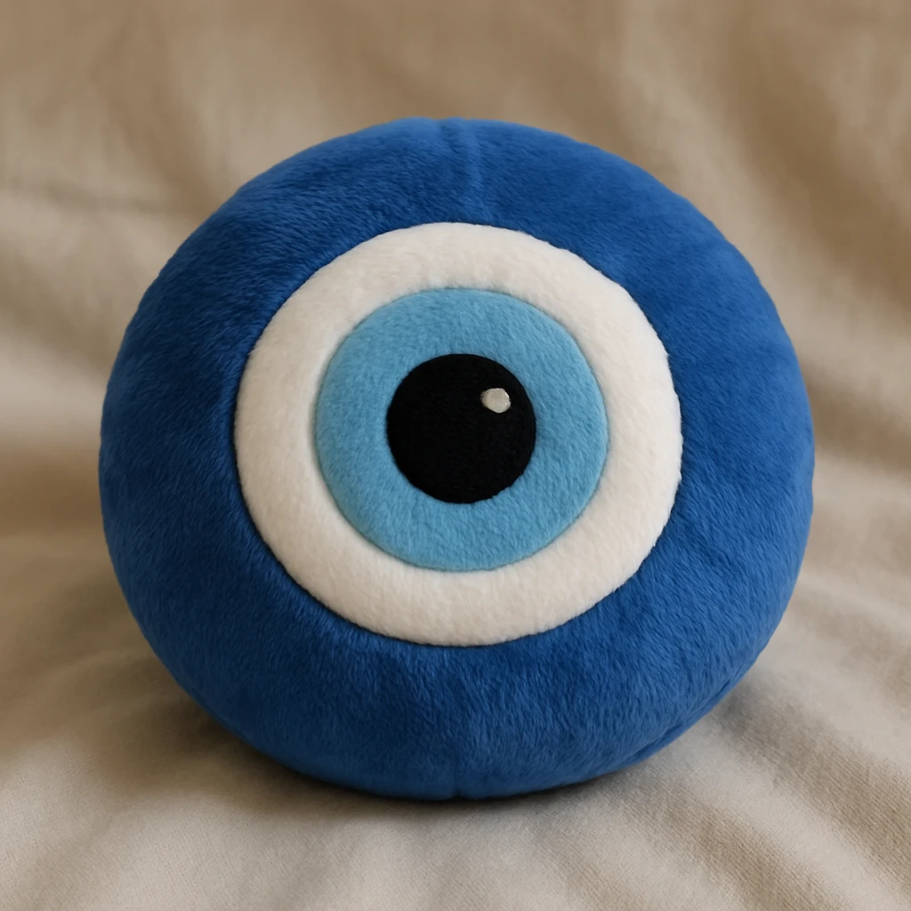 Evil eye 🧿 as a soft round plushie pillow  emoji