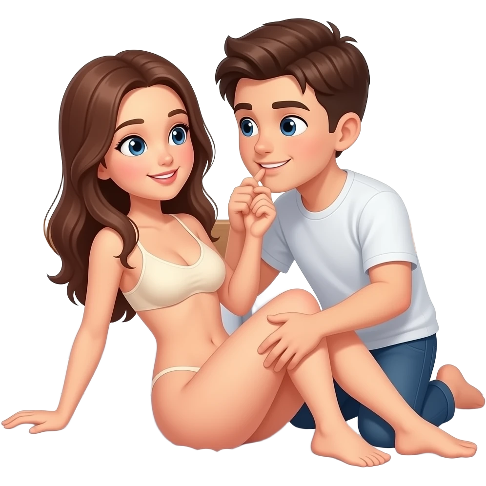 Naked girl and boy fucking on a bed emoji