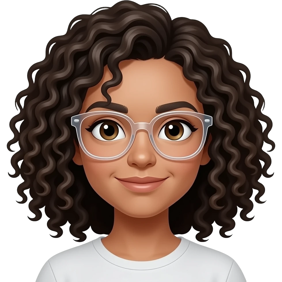 Coloca um óculos transparente e deixe o cabelo cacheado emoji