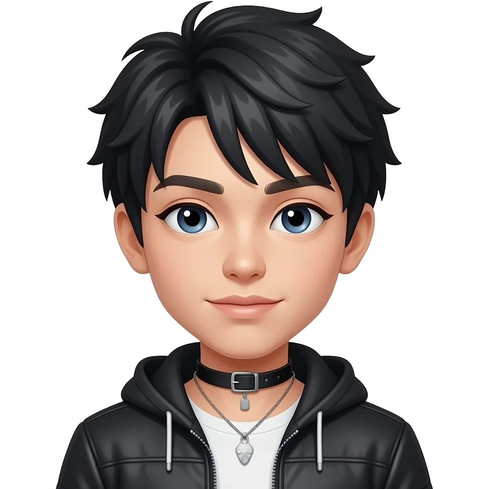 girly white femboy with make and dark hair emoji