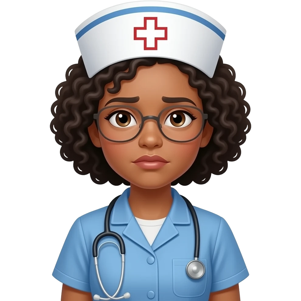 WOC nurse  concern no hat emoji