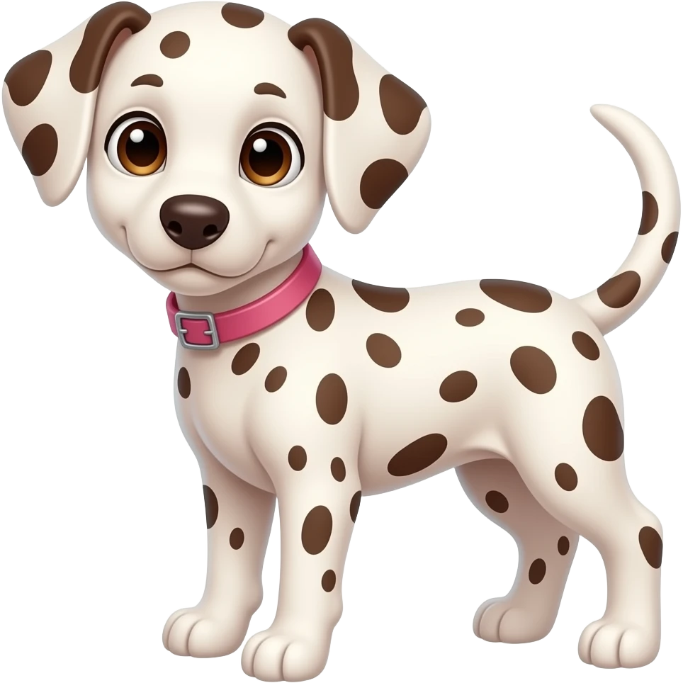 Puppy girl Dalmatian with brown spots with pink collar emoji