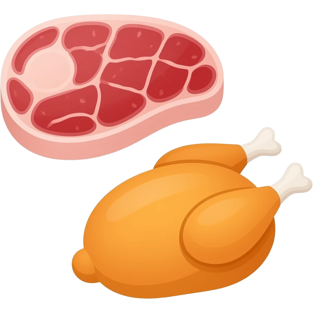vector flat beef and chicken emoji