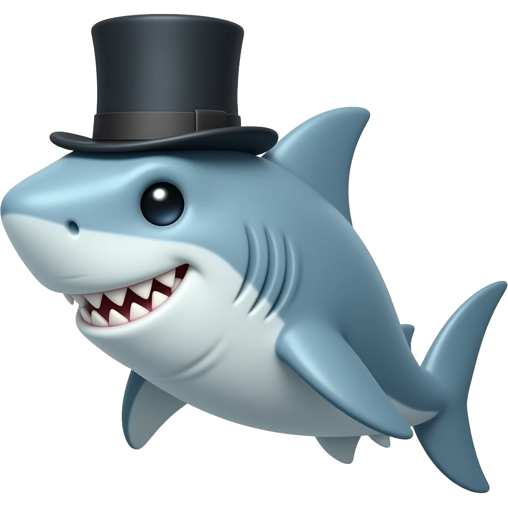Shark with a top hat emoji