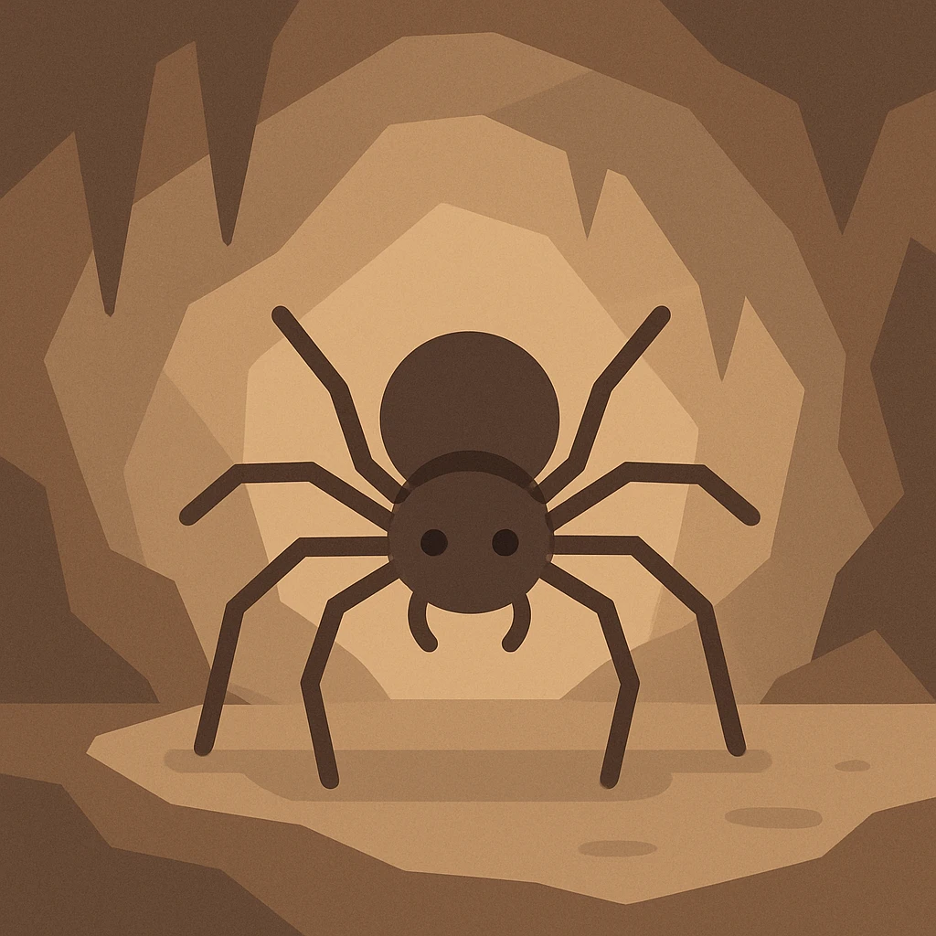 Flat design style spider in the cave emoji
