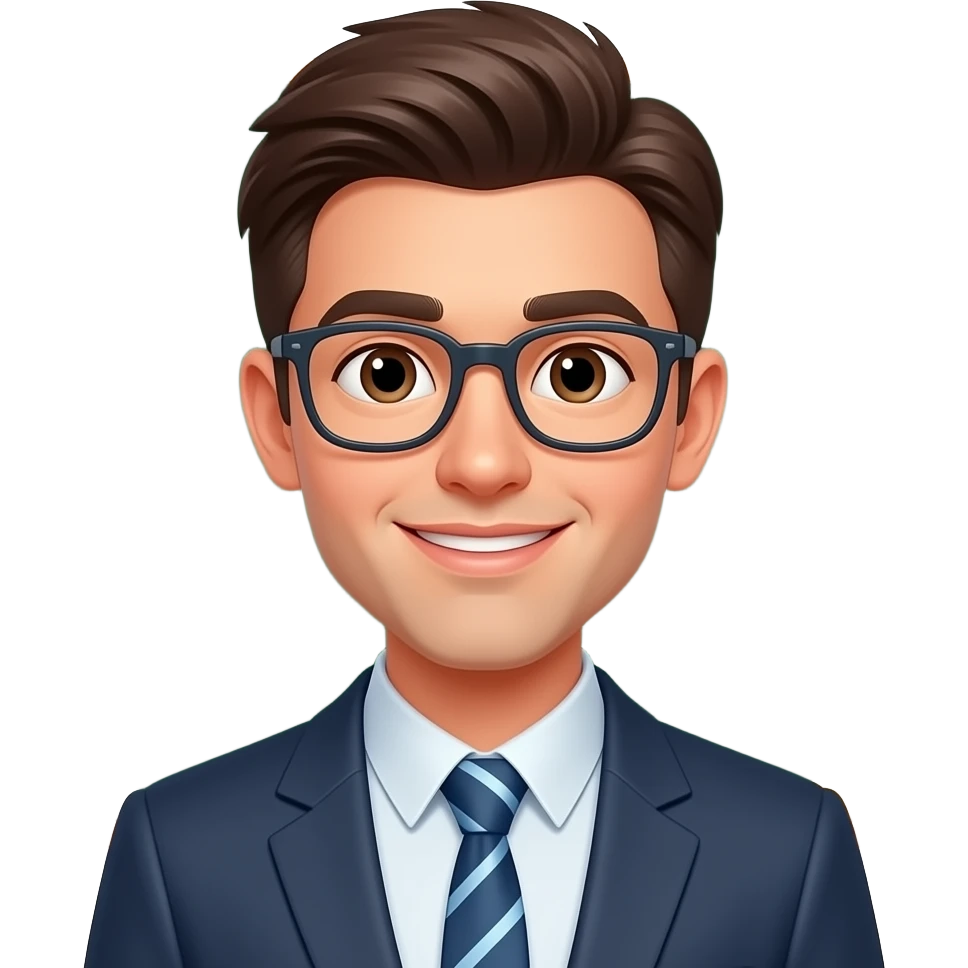 young man as a teacher casual-styled with the green board behind him close up emoji