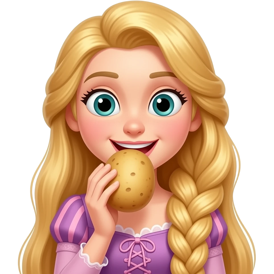 Rapunzel  eating a potato emoji