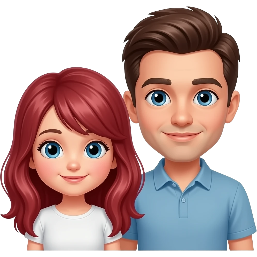 fesme uns nen i una nena corrents amb ulls blaus i la nena amb cabell llarg i ros i que siguin germans emoji