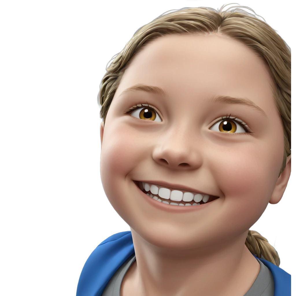 smiling solo portrait with grin emoji