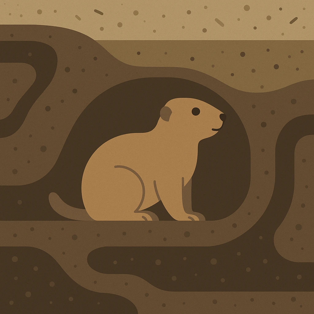 Flat design style Prairie dog under ground emoji