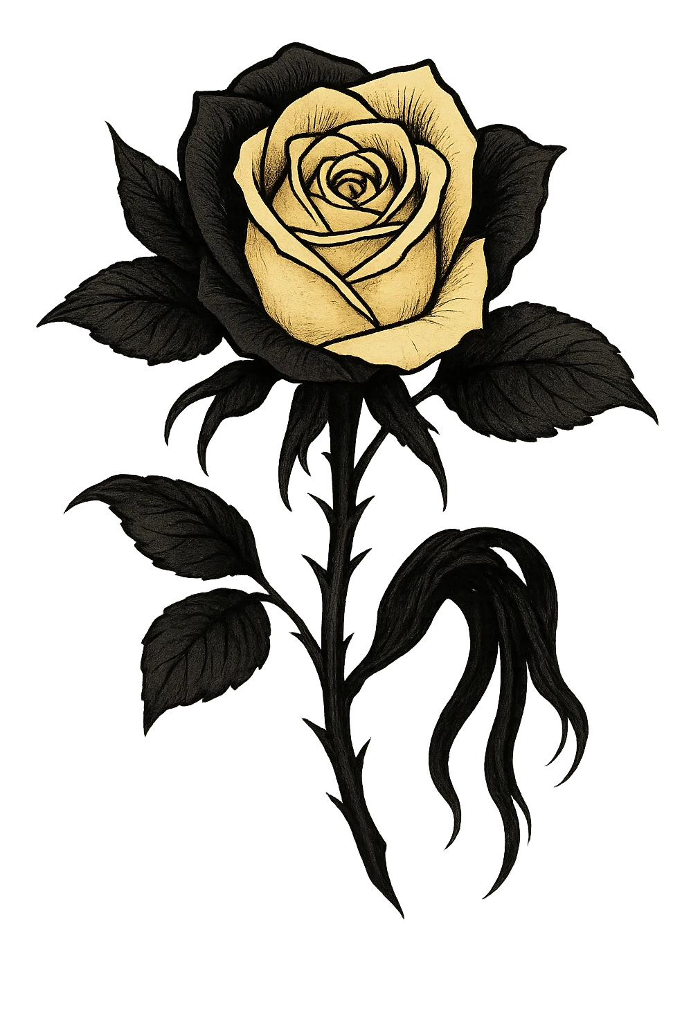emo black rose with pastel yellow petals emoji