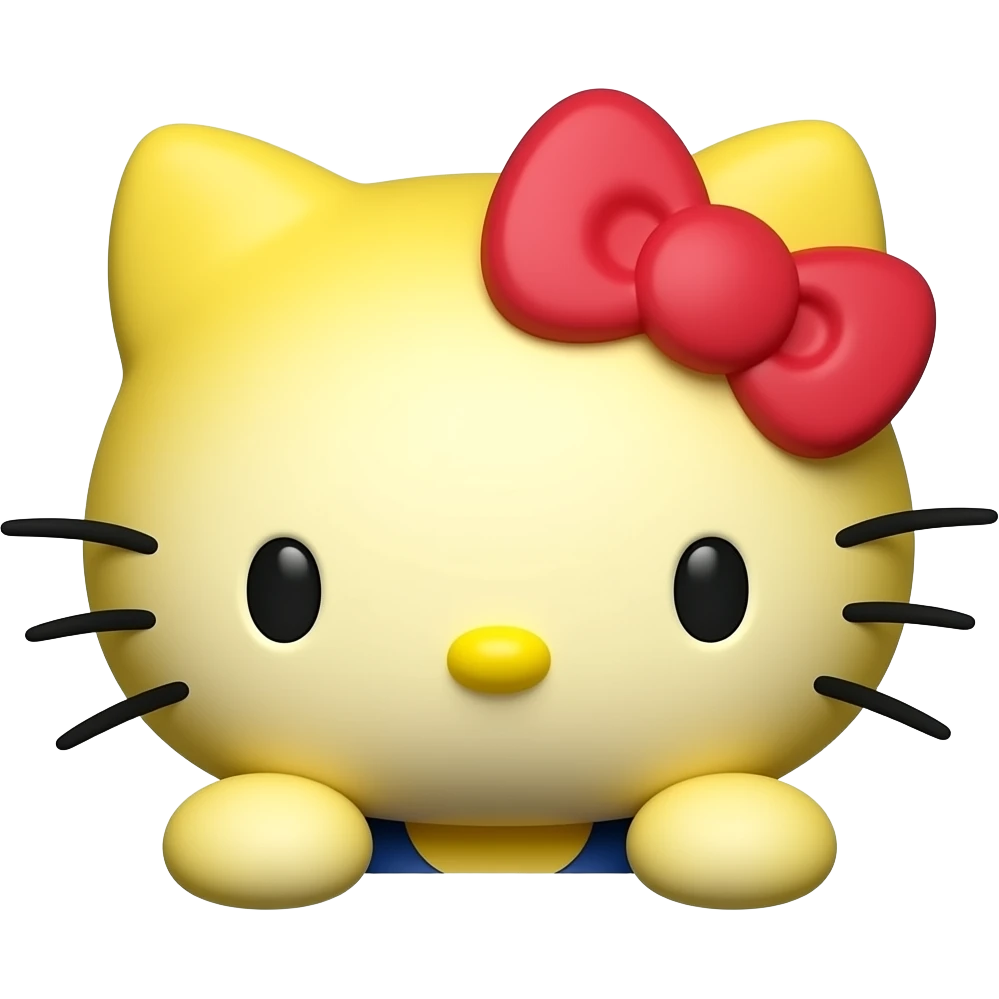 yellow hello kitty in love face 3d emoji