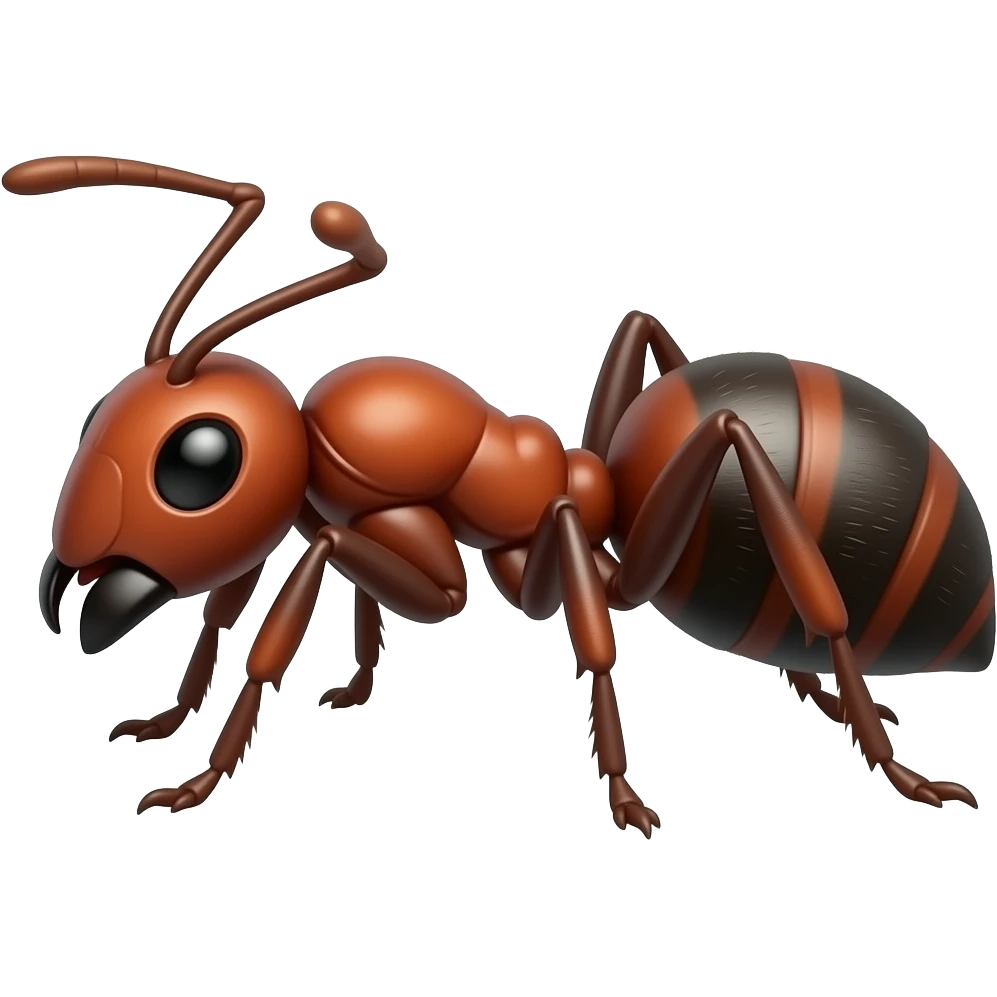 A red middle muscular ant, cartoon style emoji