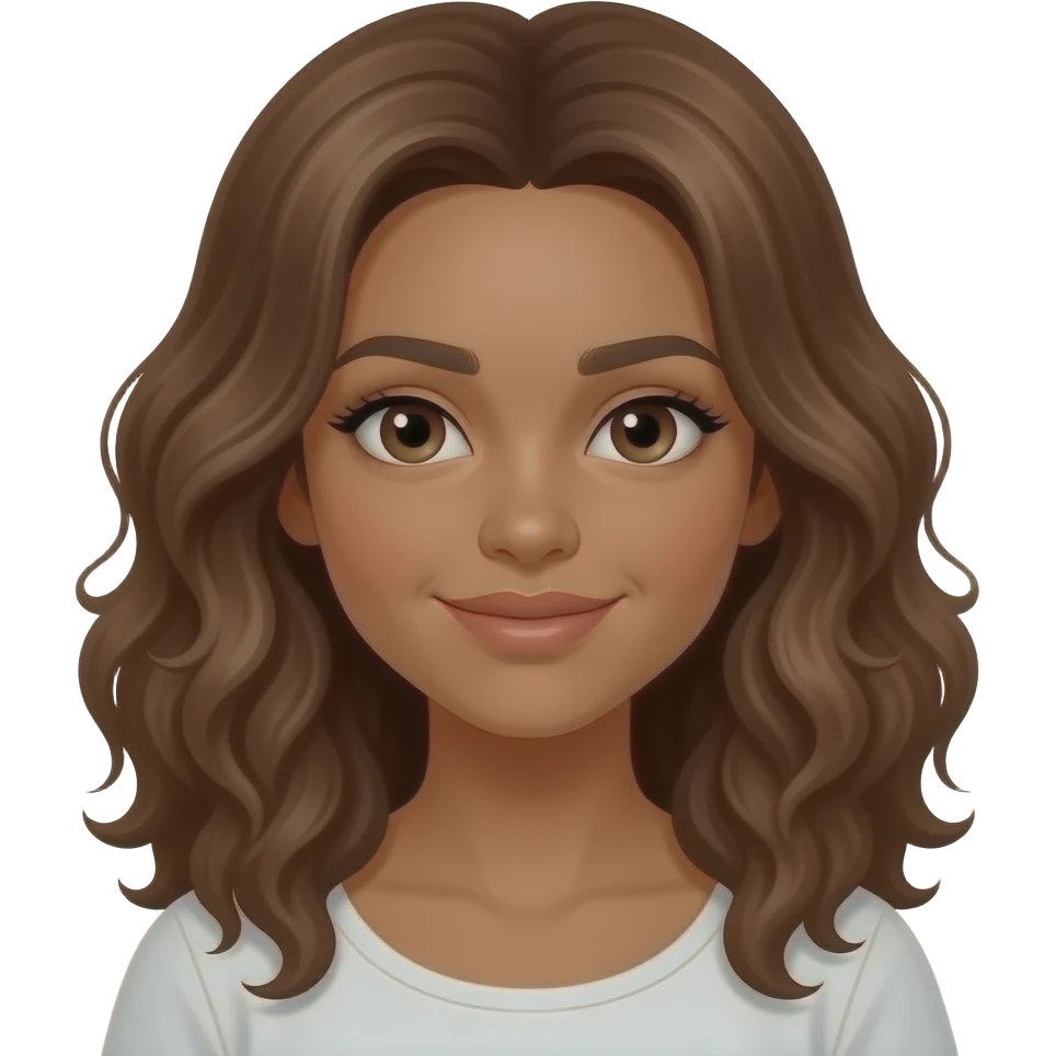 Una chica piel canela y pelo ondulado. emoji