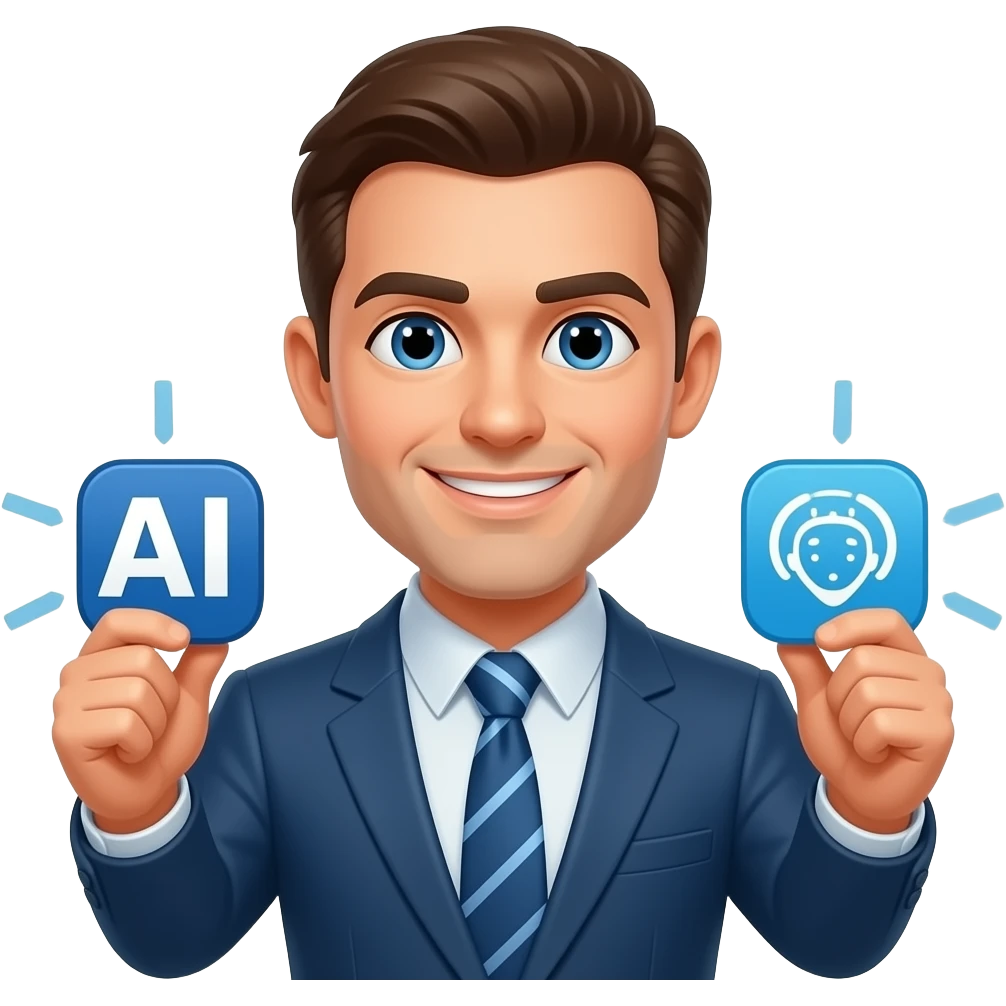 male executive accountant with ai superpowers emoji