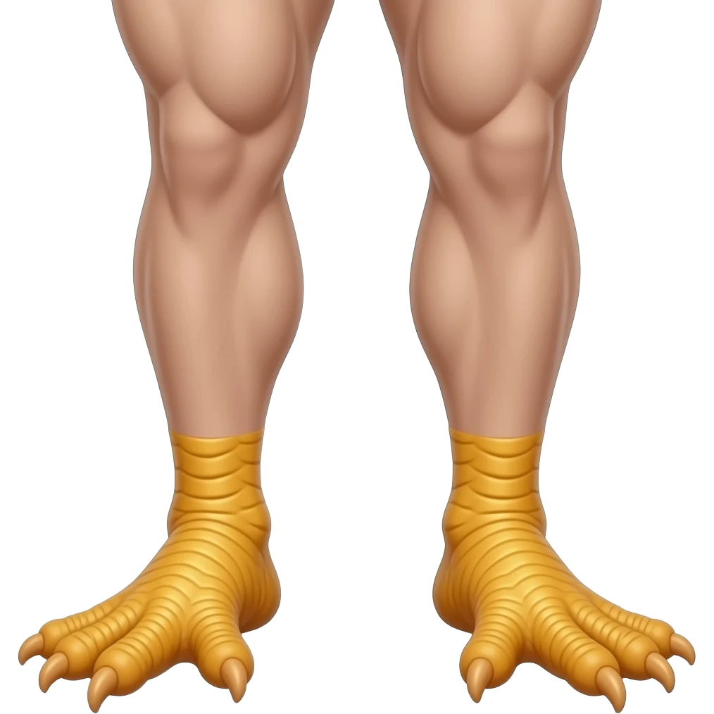 muscular man with checken feet emoji