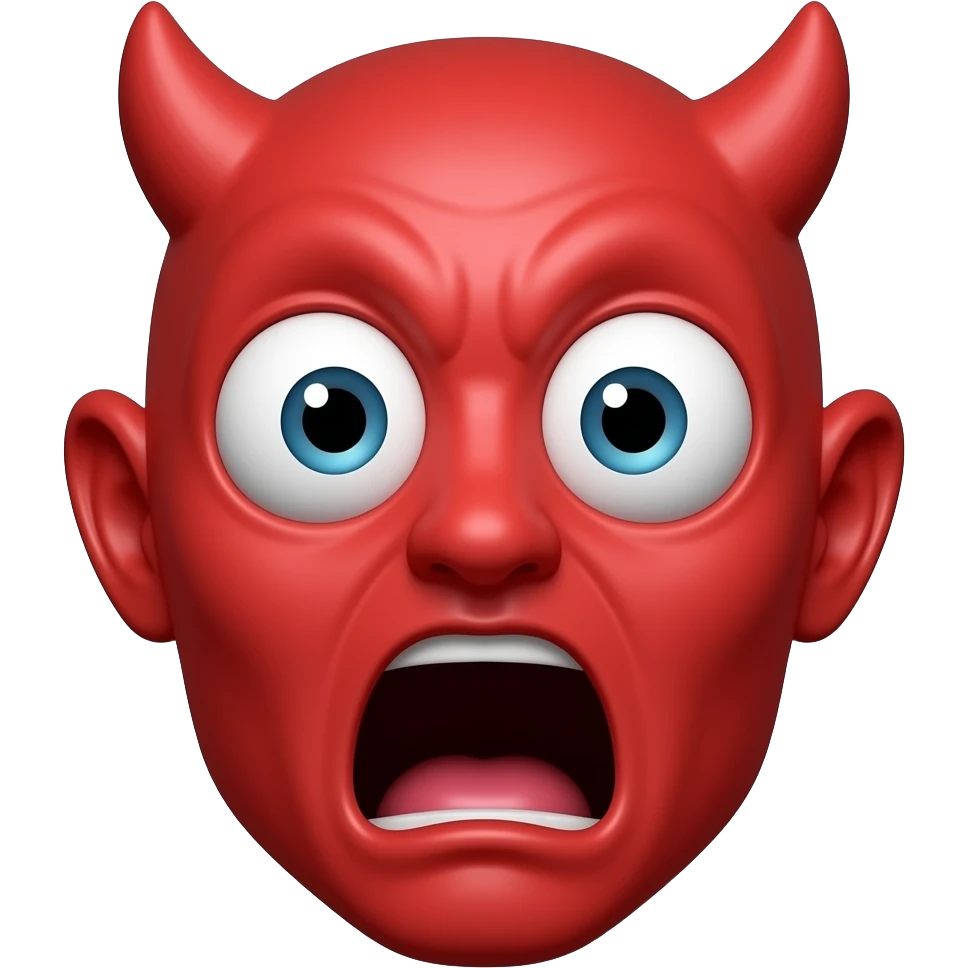 Emoji red face  demon wide o mouthed shocked emoji