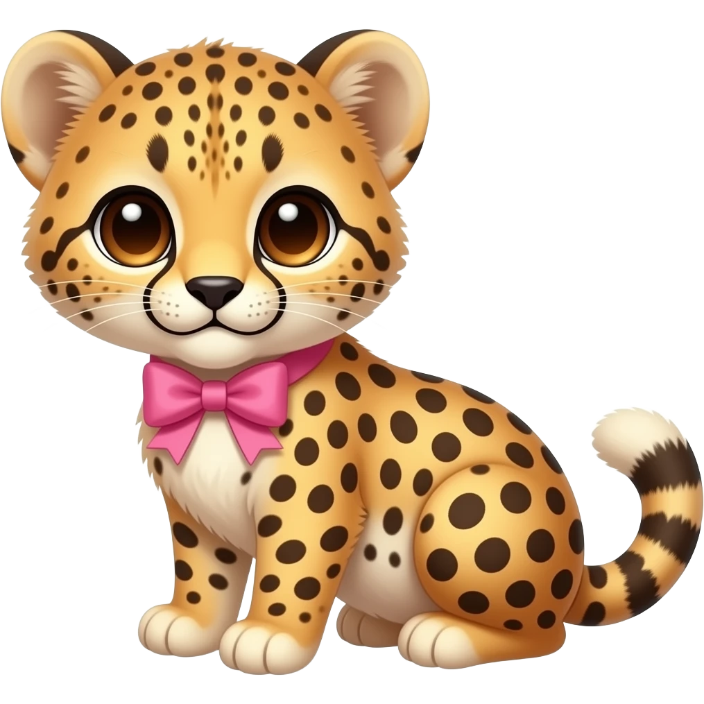 a baby cheetah with a pink bow emoji
