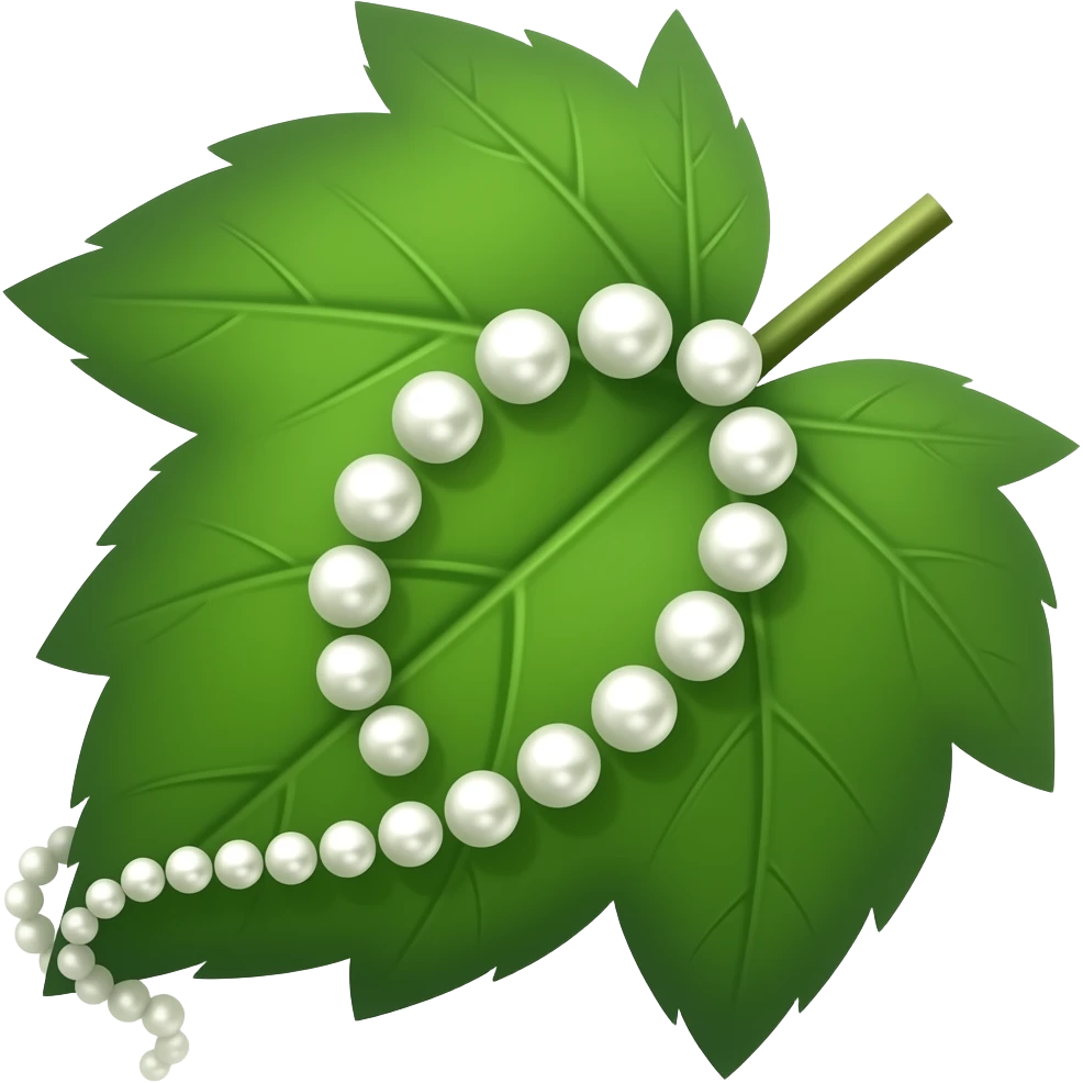 Ivy leaf with pearls emoji