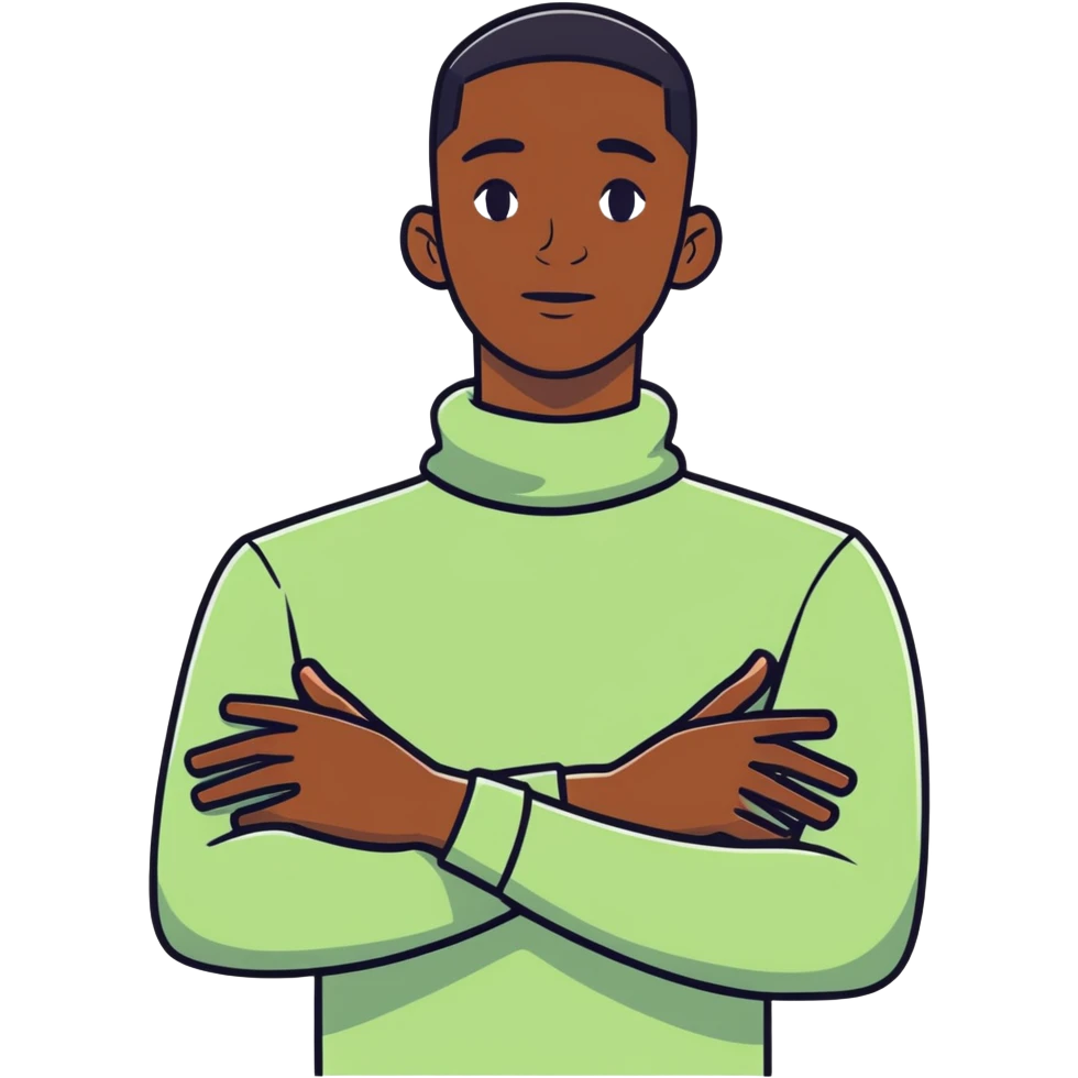 hands crossed holding neck black guy emoji