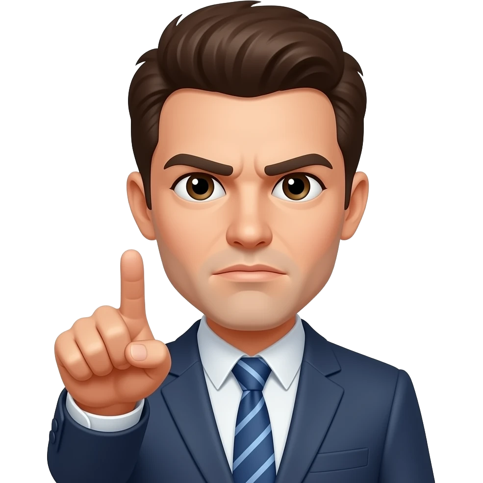 dedo señalando con cara seria emoji