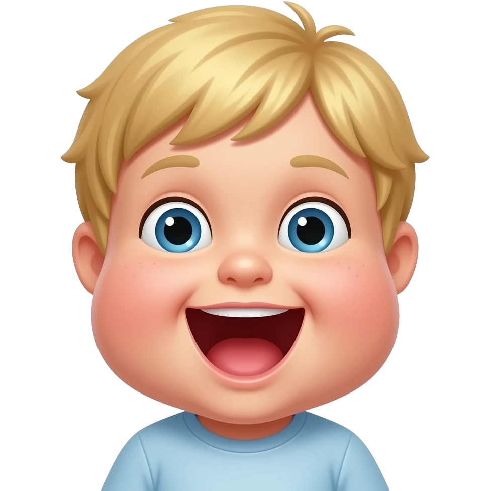 make a blonde kid with a double chin with a gaping open mouth emoji