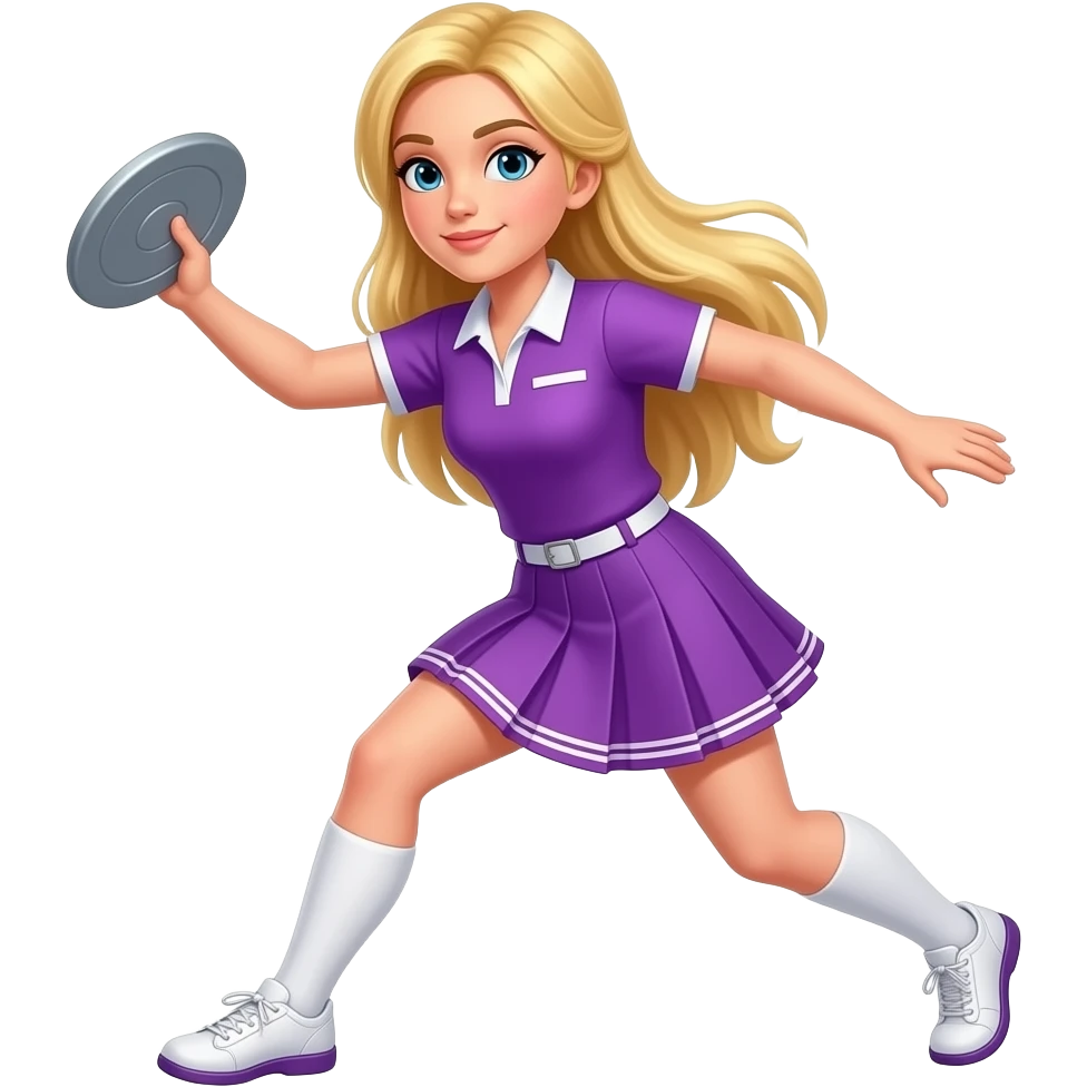 Blond girl in purple uniform throwing a discus emoji