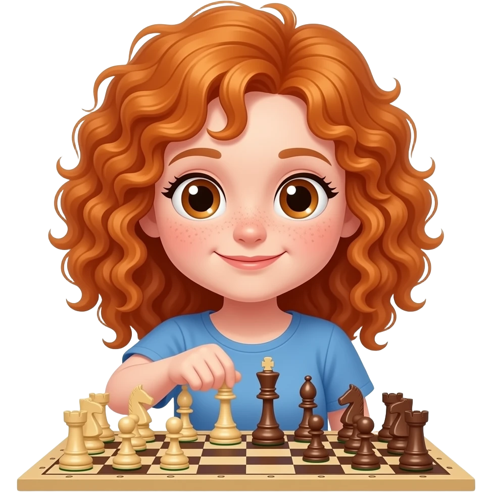 Fille rousse bouclés tâches de rousseur Échecs emoji
