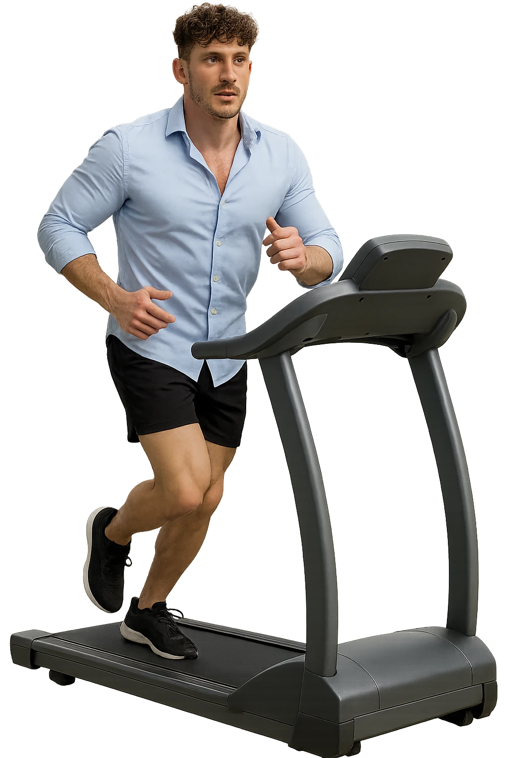 Uomo che sta facendo cardio correndo sul tapis roulant emoji