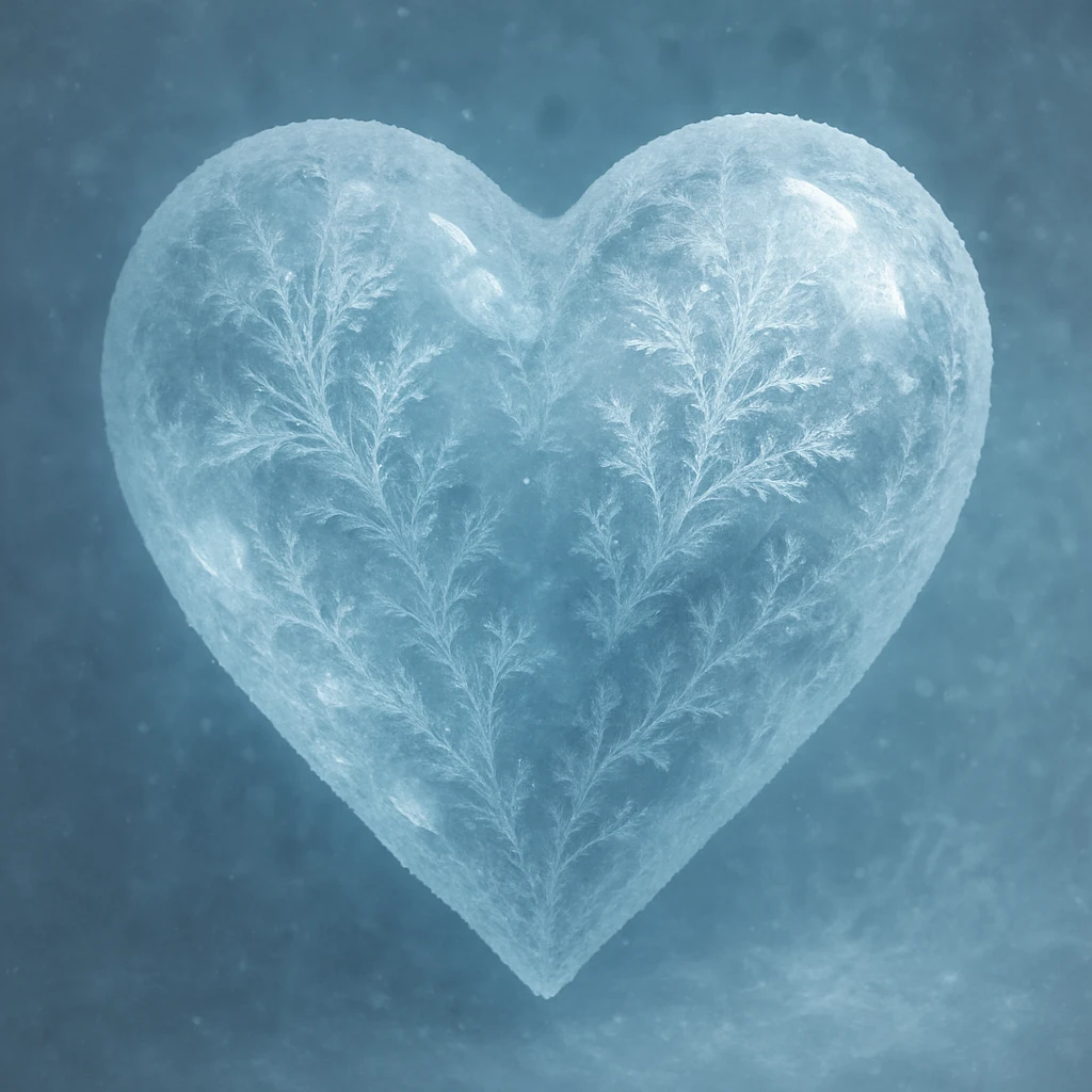 heart with a frosted ice texture, realistic digital art style emoji