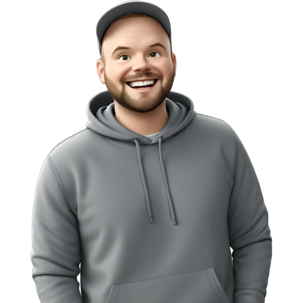smiling boy in grey hoodie emoji