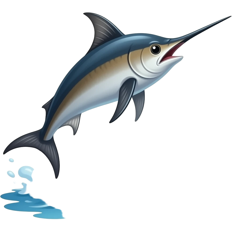 create a flying fish with long fins flyign and wins emoji