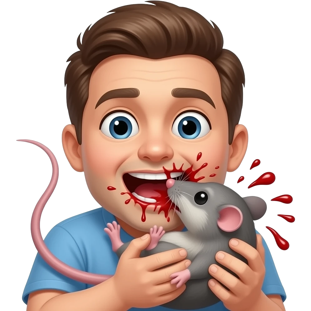 a person eating a rat and biting into its head and blood squirting everywhere emoji