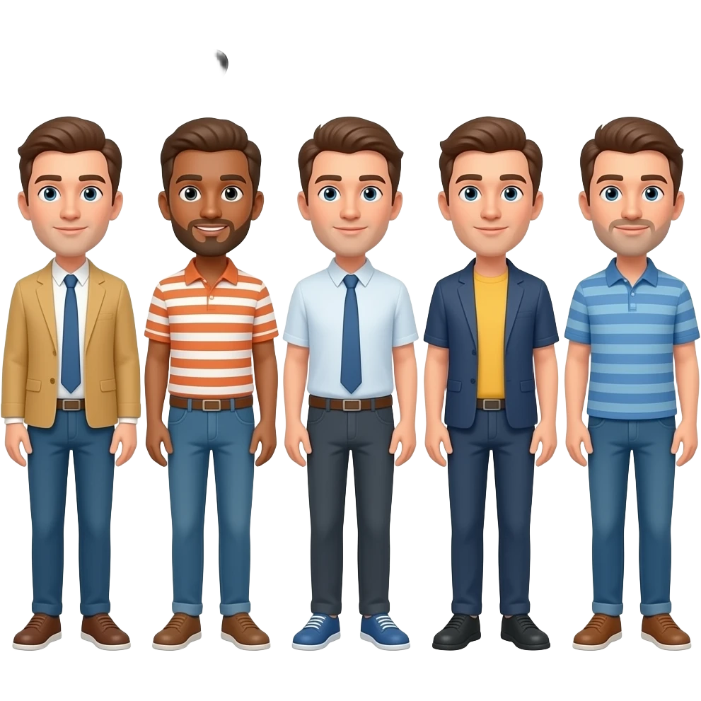 Five men that show exactly five men and they are exactly five with a total of 5 and they are five 5 on top and none on the bottom emoji