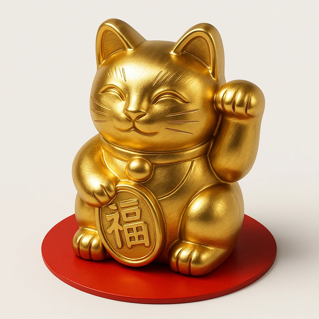 modern Japanese good luck symbol, golden lettering on red circle background emoji