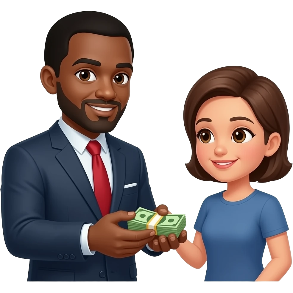 create an emoji of a black man billionaire spending money on a person emoji