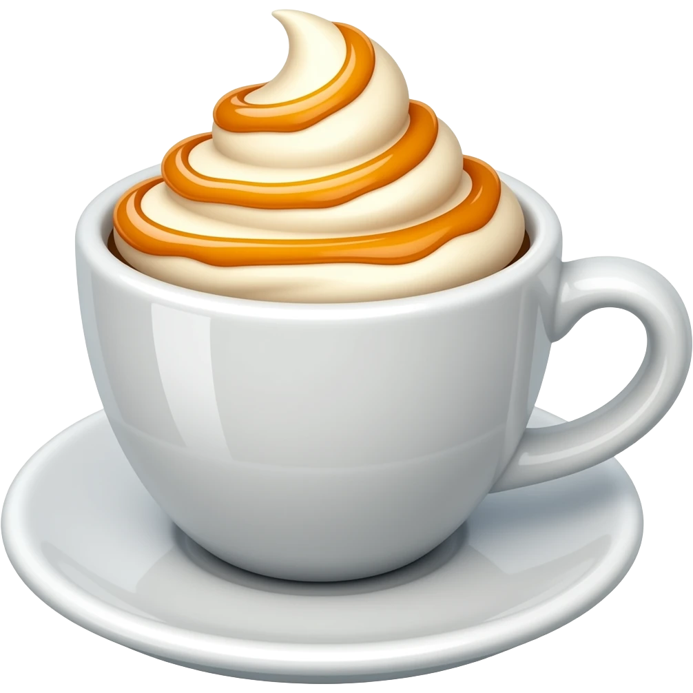 cup of caramel macchiato with drizzle of caramel on top, no whipped cream on top emoji