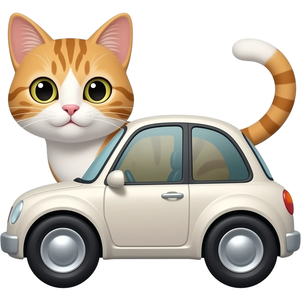 un gato con un coche emoji