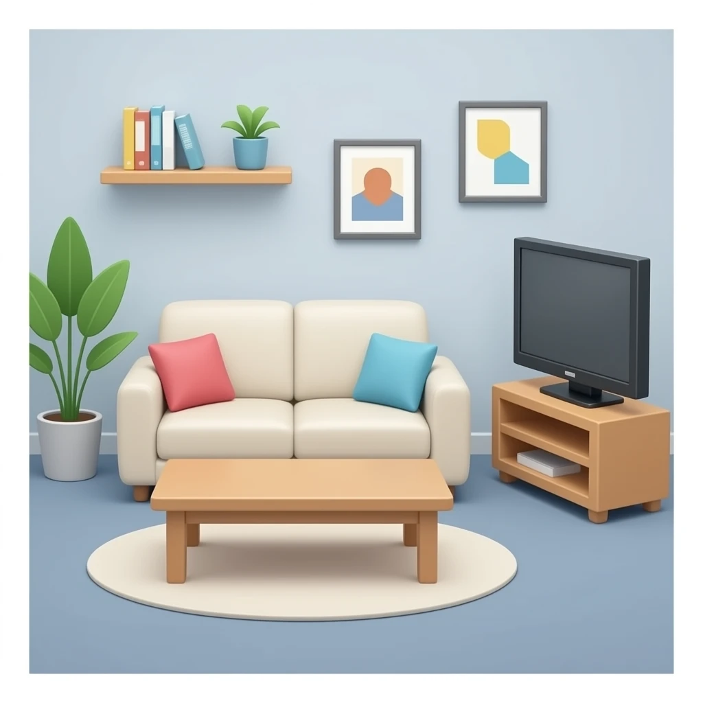 كنبة مع طاولة و تلفاز emoji