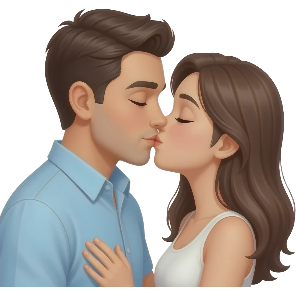 Generate an emoji in which two people are kising each other the two characters should be male and female emoji