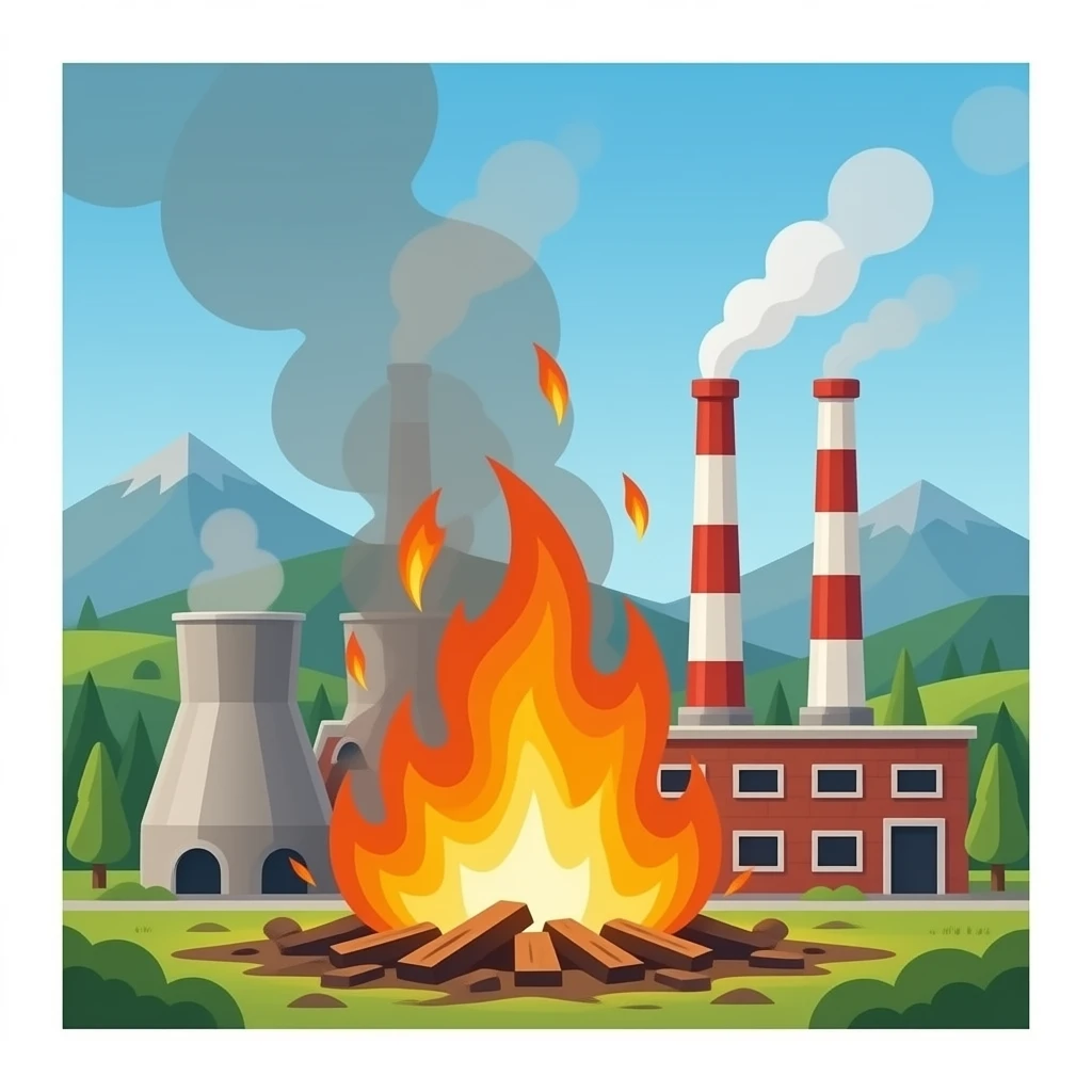 exploded burning factory emoji